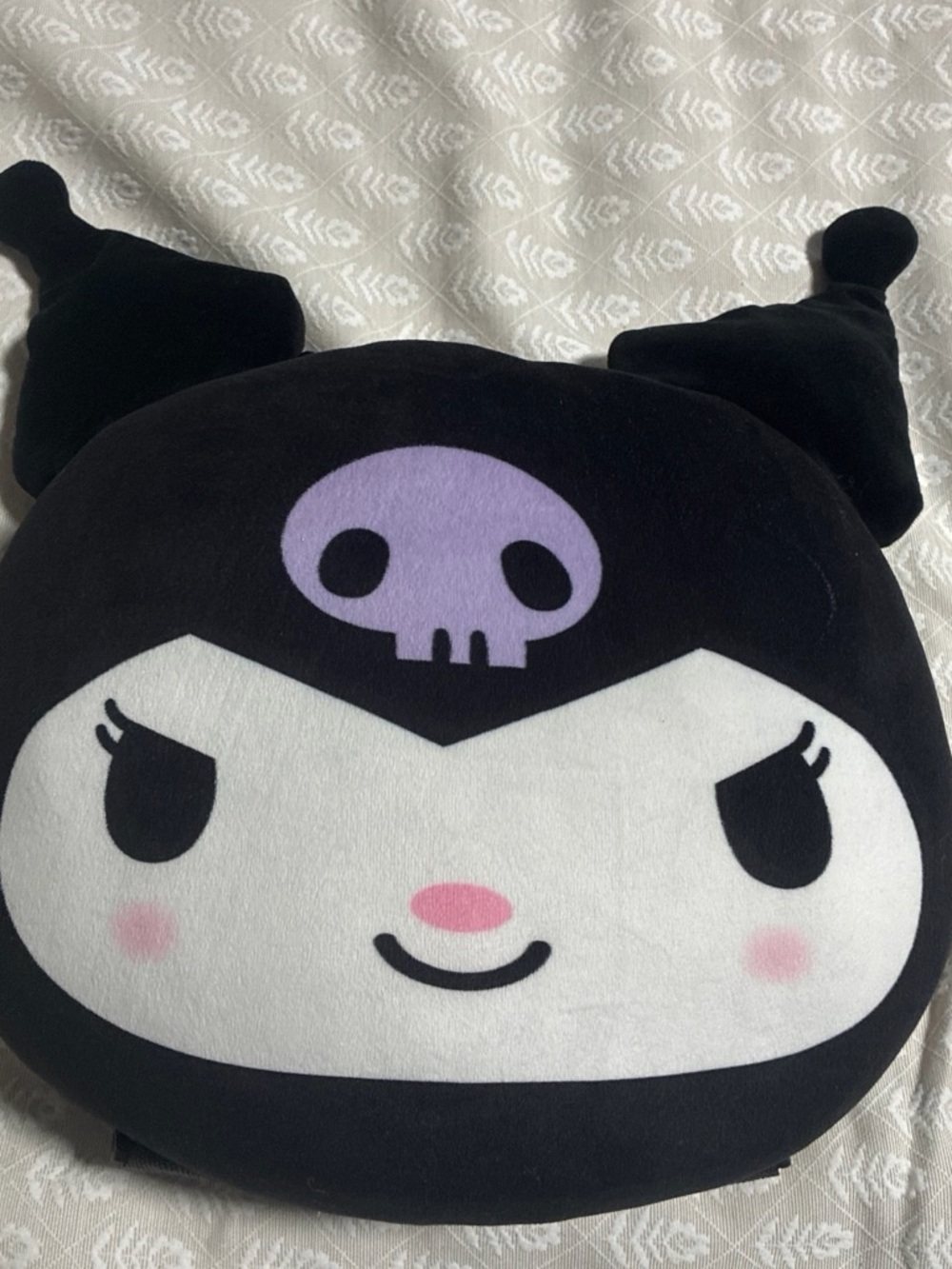 Sanrio Kuromi Plush Cushion in Black, White, Purple and Pink